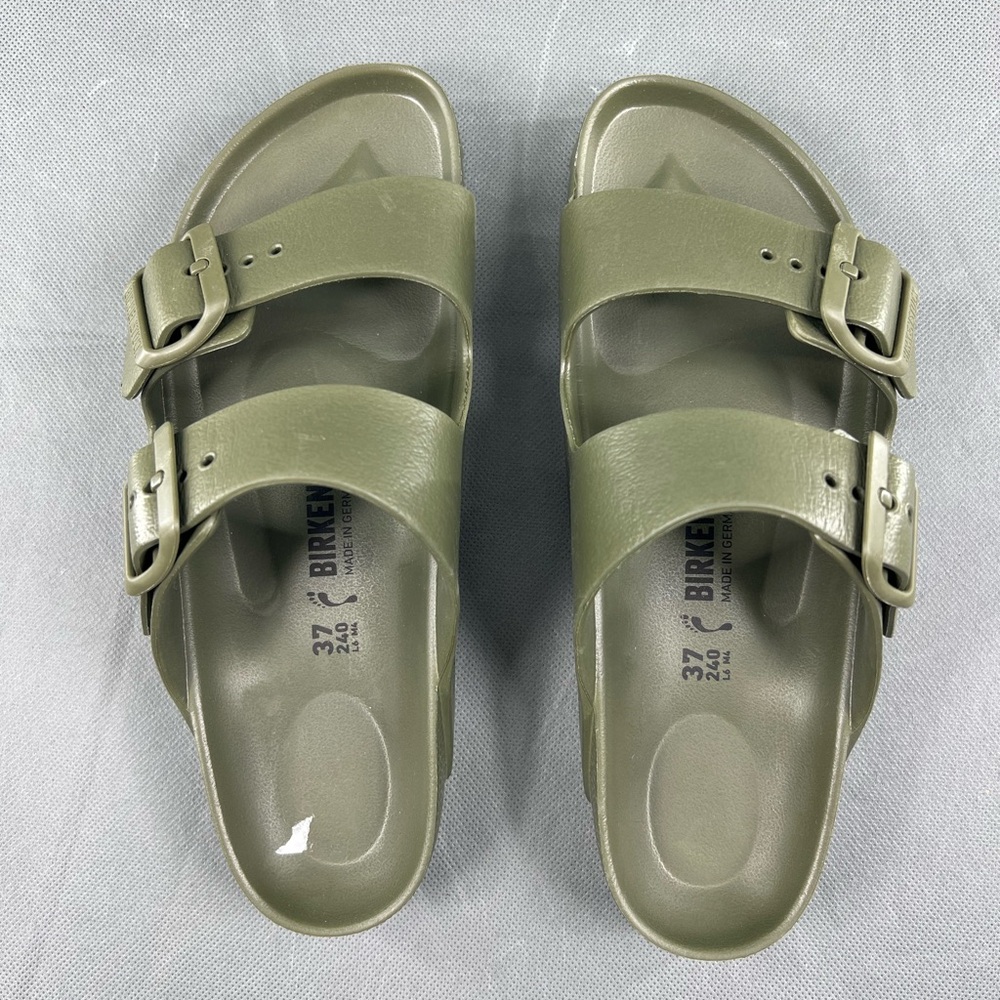 New Birkenstock Arizona Eve Olive Green Sandals Women Sz 37